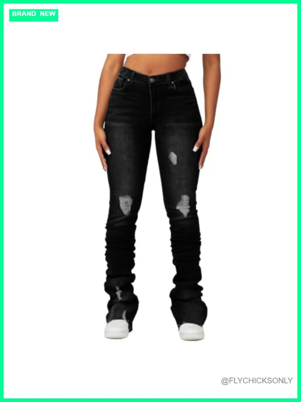 Women's High Waisted Stacked Flared Bell Bottom Jeans Stretch Skinny Denim